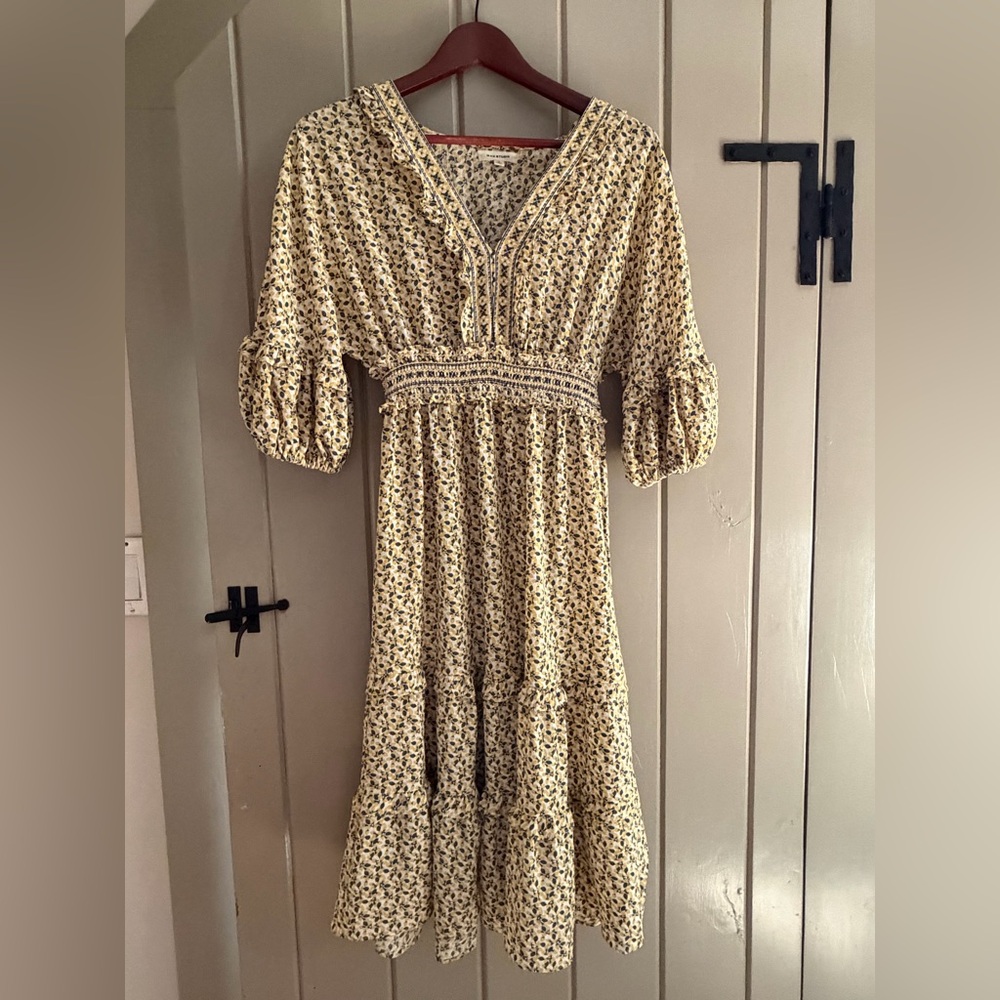 Max Studio Yellow Floral Midi Dress